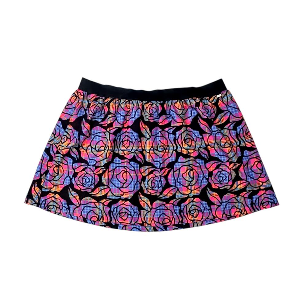 Aeropostale Plaid Rose Print Lightweight Mini Skirt Women's XXL